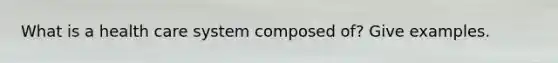 What is a health care system composed of? Give examples.