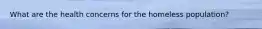 What are the health concerns for the homeless population?