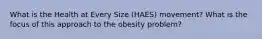 What is the Health at Every Size (HAES) movement? What is the focus of this approach to the obesity problem?