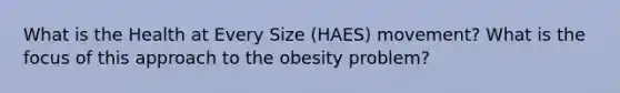 What is the Health at Every Size (HAES) movement? What is the focus of this approach to the obesity problem?