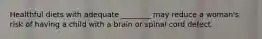 Healthful diets with adequate ________ may reduce a woman's risk of having a child with a brain or spinal cord defect.