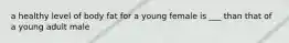 a healthy level of body fat for a young female is ___ than that of a young adult male