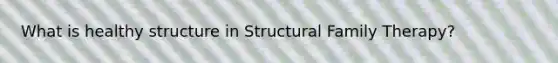 What is healthy structure in Structural Family Therapy?