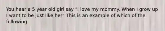 You hear a 5 year old girl say "I love my mommy. When I grow up I want to be just like her" This is an example of which of the following