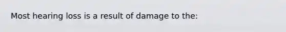 Most hearing loss is a result of damage to the: