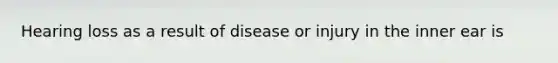 Hearing loss as a result of disease or injury in the inner ear is