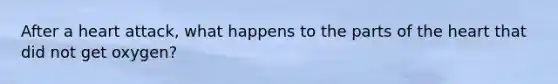 After a heart attack, what happens to the parts of the heart that did not get oxygen?