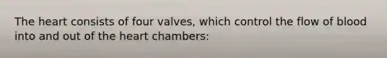 The heart consists of four valves, which control the flow of blood into and out of the heart chambers: