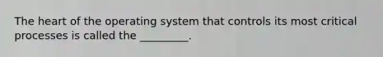 <a href='https://www.questionai.com/knowledge/kya8ocqc6o-the-heart' class='anchor-knowledge'>the heart</a> of the operating system that controls its most critical processes is called the _________.