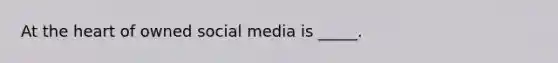 At the heart of owned social media is _____.