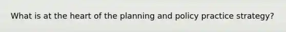 What is at the heart of the planning and policy practice strategy?