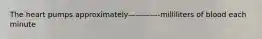 The heart pumps approximately————-milliliters of blood each minute