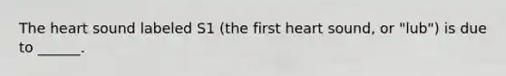 <a href='https://www.questionai.com/knowledge/kya8ocqc6o-the-heart' class='anchor-knowledge'>the heart</a> sound labeled S1 (the first heart sound, or "lub") is due to ______.