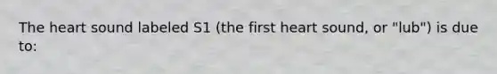 <a href='https://www.questionai.com/knowledge/kya8ocqc6o-the-heart' class='anchor-knowledge'>the heart</a> sound labeled S1 (the first heart sound, or "lub") is due to: