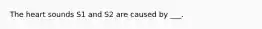 The heart sounds S1 and S2 are caused by ___.