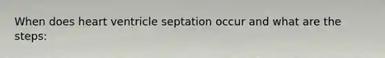 When does heart ventricle septation occur and what are the steps: