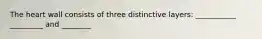 The heart wall consists of three distinctive layers: ___________ _________ and ________