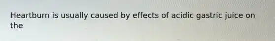 Heartburn is usually caused by effects of acidic gastric juice on the