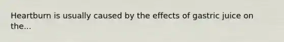 Heartburn is usually caused by the effects of gastric juice on the...