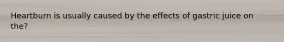 Heartburn is usually caused by the effects of gastric juice on the?