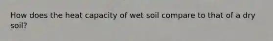 How does the heat capacity of wet soil compare to that of a dry soil?