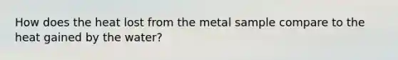 How does the heat lost from the metal sample compare to the heat gained by the water?