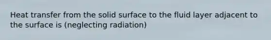 Heat transfer from the solid surface to the fluid layer adjacent to the surface is (neglecting radiation)