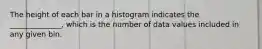 The height of each bar in a histogram indicates the ______________, which is the number of data values included in any given bin.