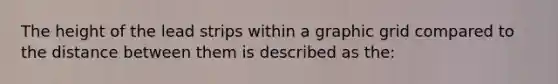 The height of the lead strips within a graphic grid compared to the distance between them is described as the: