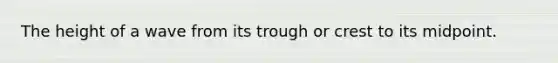 The height of a wave from its trough or crest to its midpoint.