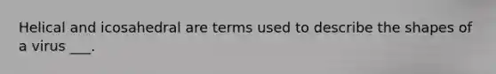 Helical and icosahedral are terms used to describe the shapes of a virus ___.