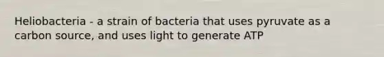 Heliobacteria - a strain of bacteria that uses pyruvate as a carbon source, and uses light to generate ATP