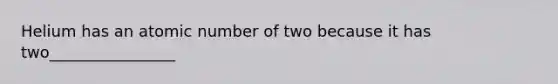 Helium has an atomic number of two because it has two________________