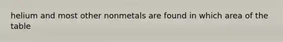 helium and most other nonmetals are found in which area of the table