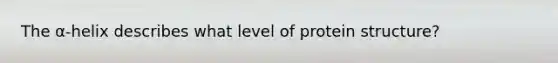 The α-helix describes what level of protein structure?