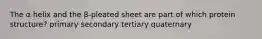 The α helix and the β-pleated sheet are part of which protein structure? primary secondary tertiary quaternary