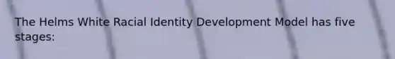 The Helms White Racial Identity Development Model has five stages: