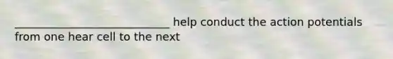 ____________________________ help conduct the action potentials from one hear cell to the next