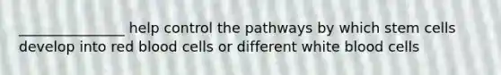 _______________ help control the pathways by which stem cells develop into red blood cells or different white blood cells