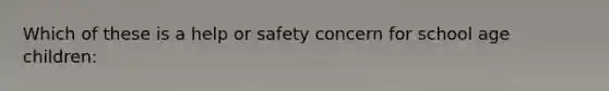 Which of these is a help or safety concern for school age children: