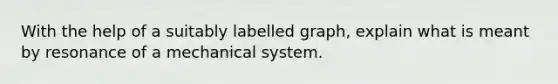 With the help of a suitably labelled graph, explain what is meant by resonance of a mechanical system.