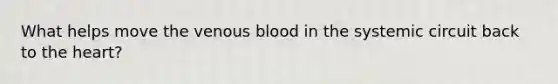 What helps move the venous blood in the systemic circuit back to the heart?