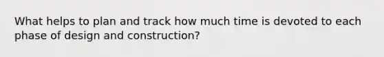 What helps to plan and track how much time is devoted to each phase of design and construction?