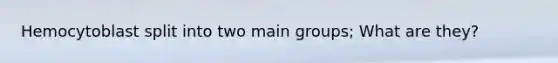 Hemocytoblast split into two main groups; What are they?
