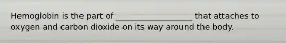 Hemoglobin is the part of ___________________ that attaches to oxygen and carbon dioxide on its way around the body.