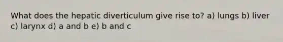 What does the hepatic diverticulum give rise to? a) lungs b) liver c) larynx d) a and b e) b and c