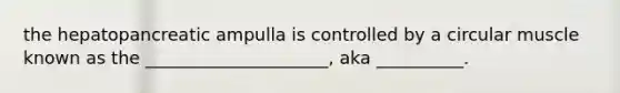 the hepatopancreatic ampulla is controlled by a circular muscle known as the _____________________, aka __________.