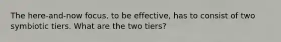 The here-and-now focus, to be effective, has to consist of two symbiotic tiers. What are the two tiers?