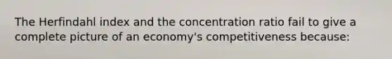 The Herfindahl index and the concentration ratio fail to give a complete picture of an economy's competitiveness because: