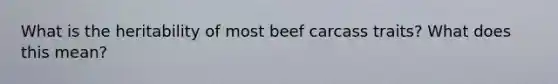 What is the heritability of most beef carcass traits? What does this mean?